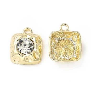 Light Gold Clear Square Alloy+Glass Pendants