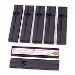 Cardboard Necklace Jewelry Boxes, with Bowknot Ribbon, Rectangle, Black, 20x4.1x2.2cm(CON-TAC0014-07A)