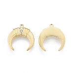 Ion Plating(IP) 304 Stainless Steel Pendants, with Crystal Rhinestone, Crescent Moon, Real 14K Gold Plated, 16.5x15x2.5mm, Hole: 1.2mm(STAS-N097-258LG)