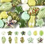 26Pcs 13 Styles Handmade Porcelain Beads, Bright Glazed Porcelain, Lime Green, 12~20x10~22.5x5.5~12.5mm, Hole: 1.6~2.5mm, 2pcs/style (PORC-FS0001-41)