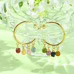 Natural Multicolor Tourmaline  Stud Tassel Earring, Half Hoop Earrings, with 304 Stainless Steel Stud Earring Findings, Golden, 43x6mm(EJEW-JE07221)