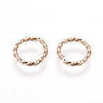 304 Stainless Steel Open Jump Rings, Twisted Round, Rose Gold, 18 Gauge, 8x1mm, Inner Diameter: 6mm(STAS-E484-71E-RG)