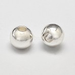 Rack Plating Brass Round Spacer Beads, Cadmium Free & Lead Free, Silver Color Plated, 4mm, Hole: 1.5mm(X-KK-I601-4mm-S-RS)