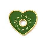 304 Stainless Steel Enamel Pendants, Golden, Green, Heart Charm, 12.5x14x1.5mm, Hole: 3mm(STAS-A145-01I-G01)