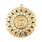 304 Stainless Steel Enamel Pendants, Flat Round with Eye of Horus Charms, PVD Vacuum Plating, Real 18K Gold Plated, 43.5x39.5x2.5mm, Hole: 2mm(STAS-Z186-01G)