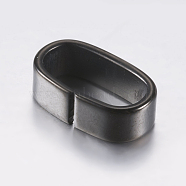 304 Stainless Steel Slide Charms, Oval, Gunmetal, 16x9.5x4.5mm, Hole: 6x12.5mm(STAS-F133-64B)