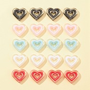 20Pcs 5 Colors Acrylic Beads, Bead in Bead, Heart, Mixed Color, 19.5x23x6mm, Hole: 3mm, 4pcs/color(SACR-FS0001-21)