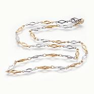 304 Stainless Steel Chain Necklaces, with Lobster Claw Clasps, Rhombus, Golden & Stainless Steel Color, 17.7 inch(45cm)(STAS-P164-35GP)