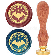 Brass Wax Seal Stamp with Rosewood Handle, for DIY Scrapbooking, Bat Pattern, 25mm(AJEW-WH0412-0022)