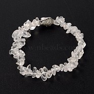 3D Buddha Head Gemstone Beaded Stretch Bracelets, with Tibetan Style Alloy Beads, Crystal, 57mm(BJEW-JB01805-04)