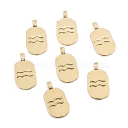 Brass Pendants, Long-Lasting Plated, Oval with Constellation, Real 18K Gold Plated, Aquarius, 24x12.5x2mm, Hole: 3.5x1.5mm(KK-O140-20G-08)