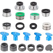 Unicraftale 10 Sets 10 Style Brass Faucet Adaptors, Water Filter Adapter, with Random Color Plastic Washers, Column, with ABS Plastic Brass Faucet Adaptors Sets and Plastic Wrench Tools, Platinum, 21.5~31.5x22~35x10~23mm, Hole: 3~18x3~18mm, 1 set/style(FIND-UN0001-56)