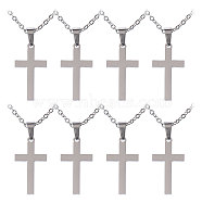 CHGCRAFT 8Pcs Stainless Steel Pendants Necklaces, Cable Chains, Corss, Stainless Steel Color, 17.83 inch(45.3cm)(NJEW-CA0001-19P)