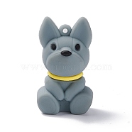 PVC Plastic Cartoon Pendants, for DIY Keychain Making, Dog Pattern, 49x29x23.5mm, Hole: 2mm(PVC-G003-02A)