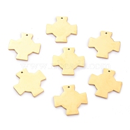 304 Stainless Steel Pendants, Manual Polishing, Stamping Blank Tag, Laser Cut, Cross, Golden, 20x20x1mm, Hole: 1.2mm(STAS-F267-13G)