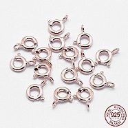 925 Sterling Silver Spring Ring Clasps, Ring, with 925 Stamp, Rose Gold, 11.5x9.5x2mm, Hole: 2mm(STER-K167-076D-RG)