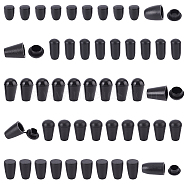 Elite 150Pcs 5 Style Plastic Cord End, End Cap with Flat Round Plug, Cone, Black, 12~20x8~12mm, Hole: 3.3~4.8mm, 30pcs/style(FIND-PH0006-70)