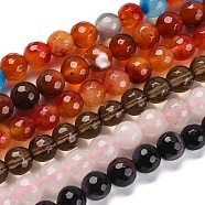 Natural Mixed Gemstone Beads Strands, Faceted, Round, Mixed Dyed and Undyed, 8mm, Hole: 1.2mm, about 48pcs/strand, 14.76 inch(37.5cm)(G-L605-A02-02)