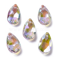 Faceted Teardrop Glass Pendants, Violet, 16x9x5mm, Hole: 1mm(X-GLAA-O008-A16)