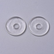 Glass Pendants, Donut/Pi Disc, Clear, Donut Width: 11~11.5mm, 30~31x3.5~4mm, Hole: 8mm(GLAA-G068-01A)