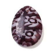 Handmade Millefiori Lampwork Beads, Teardrop, Dark Red, 18x13.5x4.5mm, Hole: 1~1.1mm(LAMP-G166-06A)