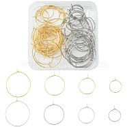 64Pcs 8 Style 316 Surgical Stainless Steel Wine Glass Charms Rings, Hoop Earring Findings, for Basketball Wives Hoop Earrings Making, Golden & Stainless Steel Color, 15~35x0.7mm, 21 Gauge, 8Pcs/style(STAS-FS0001-32)