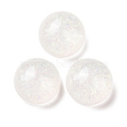 Translucent Resin Cabochons, with Glitter Powder, Half Round , White, 16x9.5mm(FIND-E020-10D)