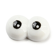 Opaque Resin Cabochons, Funny Eyes, White, 12x20x6.5mm(RESI-H151-08)