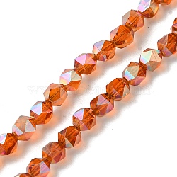 Electroplate Glass Beads Strands, Faceted, Orange Red, 5.5x5x6mm, Hole: 1mm, about 101pcs/strand, 22.05''(56cm)(EGLA-K061-07A-FR02)