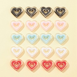 20Pcs 5 Colors Acrylic Beads, Bead in Bead, Heart, Mixed Color, 19.5x23x6mm, Hole: 3mm, 4pcs/color(SACR-FS0001-21)