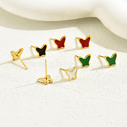 4 Pairs 4 Colors Butterfly Earrings Set for Women, 18K Gold Plated Stainless Steel Earrings, Golden, Mixed Color, 7x8mm(EF2520)