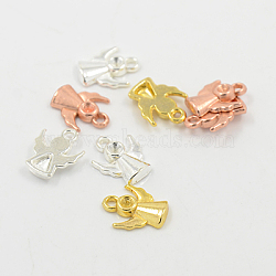 Alloy Charms Rhinestone Settings, Angel, Mixed Color, 12x9x2.5mm, Hole: 1mm, Fit for 2mm rhinestone(PALLOY-I058-M)