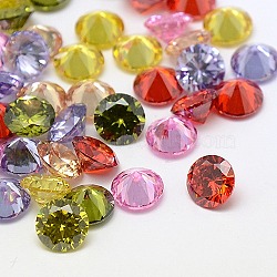 Cubic Zirconia Cabochons, Grade 3A, Faceted, Diamond, Mixed Color, 5x3mm(ZIRC-M002-5mm-3A)