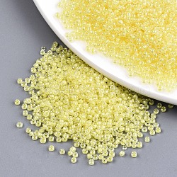 6/0 Glass Seed Beads, Transparent Inside Colours Luster, Round Hole, Round, Yellow, 6/0, 4~5x2.5~4.5mm, Hole: 1.2mm, about 500pcs/50g(X-SEED-A015-4mm-2215)