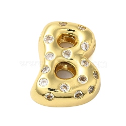 Rack Plating Brass Micro Pave Clear Cubic Zirconia Perdants, Cadmium Free & Lead Free, Long-Lasting Plated, Real 18K Gold Plated, Letter B, 22x17x6mm, Hole: 4x2.5mm(KK-C067-11G-B)