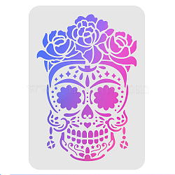 Large Plastic Reusable Drawing Painting Stencils Templates, for Painting on Scrapbook Fabric Tiles Floor Furniture Wood, Rectangle, Skull Pattern, 297x210mm(DIY-WH0202-089)