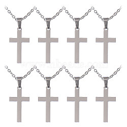 CHGCRAFT 8Pcs Stainless Steel Pendants Necklaces, Cable Chains, Corss, Stainless Steel Color, 17.83 inch(45.3cm)(NJEW-CA0001-19P)