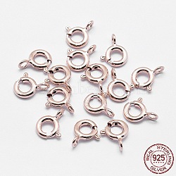 925 Sterling Silver Spring Ring Clasps, Ring, with 925 Stamp, Rose Gold, 11.5x9.5x2mm, Hole: 2mm(STER-K167-076D-RG)