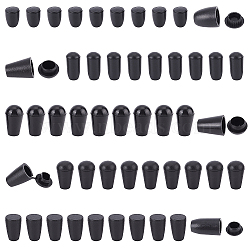 Elite 150Pcs 5 Style Plastic Cord End, End Cap with Flat Round Plug, Cone, Black, 12~20x8~12mm, Hole: 3.3~4.8mm, 30pcs/style(FIND-PH0006-70)