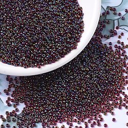 MIYUKI Round Rocailles Beads, Japanese Seed Beads, 11/0, (RR367) Garnet Lined Ruby AB, 2x1.3mm, Hole: 0.8mm, about 1111pcs/10g(X-SEED-G007-RR0367)