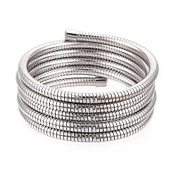 Iron Round Snake Chains Wrap Cuff Bangles, Stretch Torque Bangle for Men Women, Platinum, 1/4 inch(0.5cm), Inner Diameter: 2-3/8 inch(5.9cm)(BJEW-T022-02P)