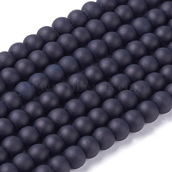 Transparent Glass Bead Strands, Frosted, Round, Black, 4mm, Hole: 1.1~1.6mm, about 200pcs/strand, 31.4 inch(GLAA-S031-4mm-38)