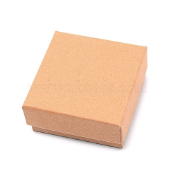 Kraft Paper Jewelry Boxes, with Black Sponge Inside, Square, BurlyWood, 3x3x1-3/8 inch(7.6x7.6x3.5cm)(CON-WH0080-33A)