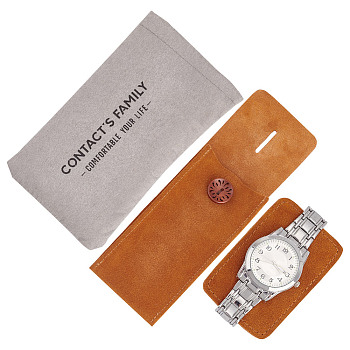 Rectangle Imitation Leather Single Watch Pouch Storage Bags, with Drawstring Dustproof Bags, Mixed Color, 18.5x10.4cm