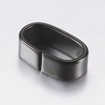304 Stainless Steel Slide Charms, Oval, Gunmetal, 16x9.5x4.5mm, Hole: 6x12.5mm