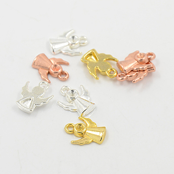 Alloy Charms Rhinestone Settings, Angel, Mixed Color, 12x9x2.5mm, Hole: 1mm, Fit for 2mm rhinestone