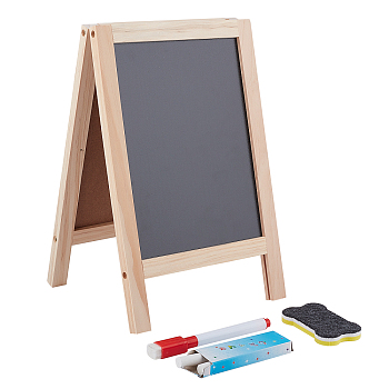 Folding Wooden Easel Sketchpad Settings, Kids Learning Education Toys, Square, Black, 30x19x2.6cm