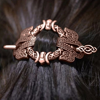 Ancient-Costume Alloy Hair Sticks, Flower Hairpins for Long Hair Braids Barrettes, Red Copper, 75x48mm