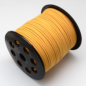 Eco-Friendly Faux Suede Cord, Faux Suede Lace, Orange, 3.0x1.4mm, about 98.42 yards(90m)/roll