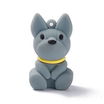 PVC Plastic Cartoon Pendants, for DIY Keychain Making, Dog Pattern, 49x29x23.5mm, Hole: 2mm